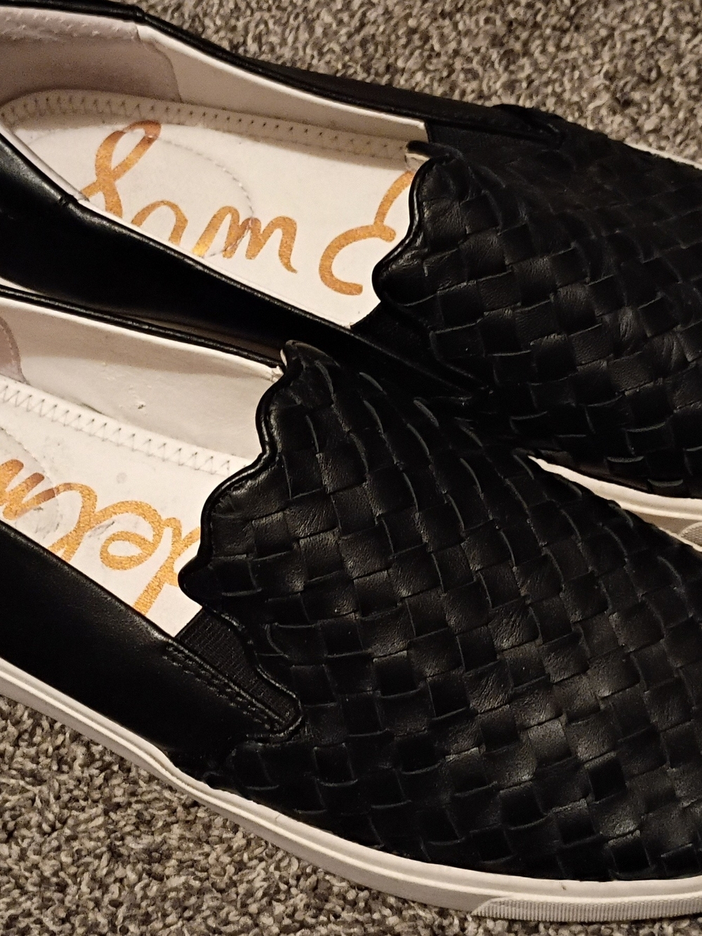 Sam Edalman Woven Black Slip-On Sneakers Woman's 9.5